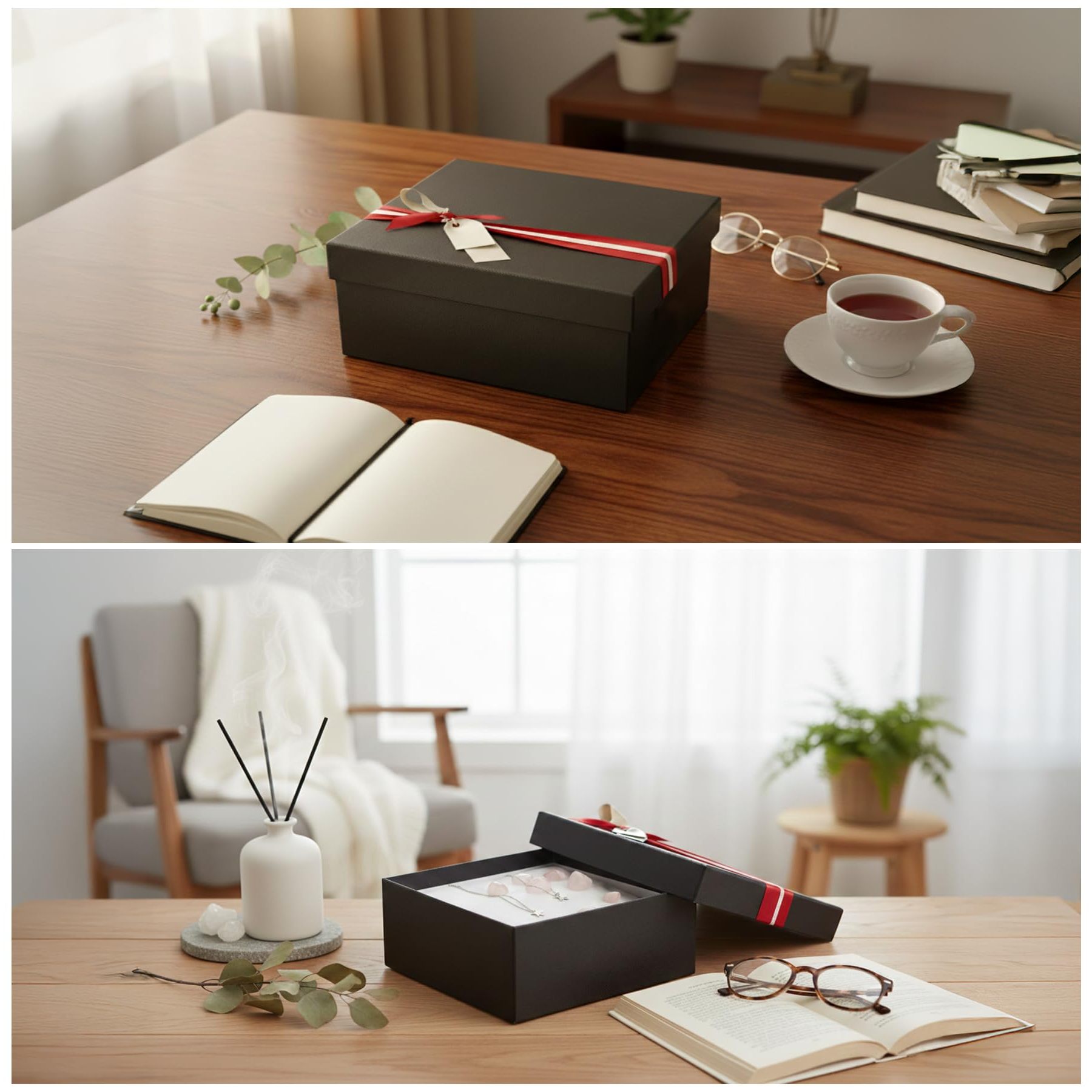 Emartbuy Rigid Gift Box with Ribbon, Rectangular Quality